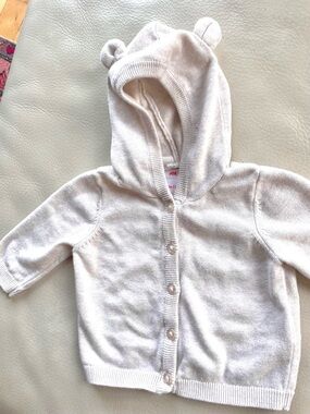 4/$20💥Oatmeal Bear Ears Hoodie Cardigan Sweater, Very Soft 100% Cotton, Unisex